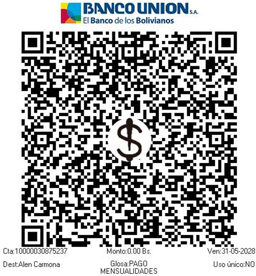 QR BANCO UNIÓN PARA PAGO DE MENSUALIDADES